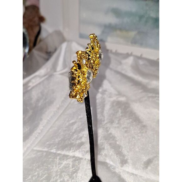 Avon KJL Vintage Women's Clip on Earrings Crystal Brutalist Regal Riches Runway - Picture 8 of 10